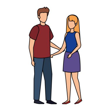 Çift avatar karakter simgeler vektör çizim tasarım