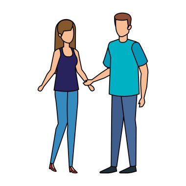 Çift avatar karakter simgeler vektör çizim tasarım