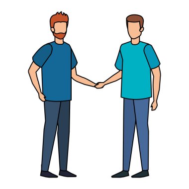 Genç ve rahat bir çift men karakterleri çizimde tasarım vektör