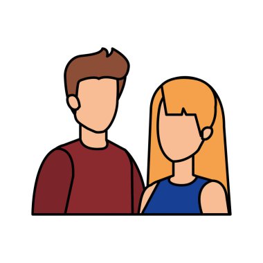 Çift avatar karakter simgeler vektör çizim tasarım