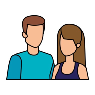 Çift avatar karakter simgeler vektör çizim tasarım