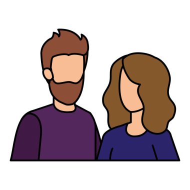 Çift avatar karakter simgeler vektör çizim tasarım