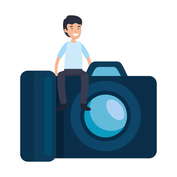 Hombre Con Cámara Fotográfica Vector Ilustración Diseño — Archivo Imágenes Vectoriales