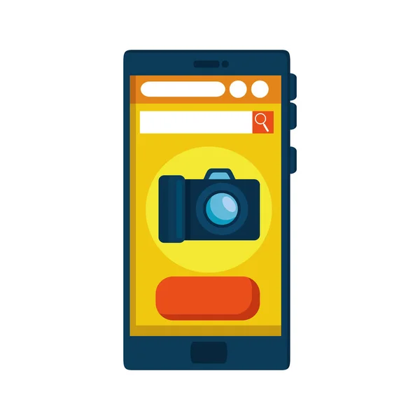 Smartphone Mit Kamera App Vektor Illustration Design — Stockvektor