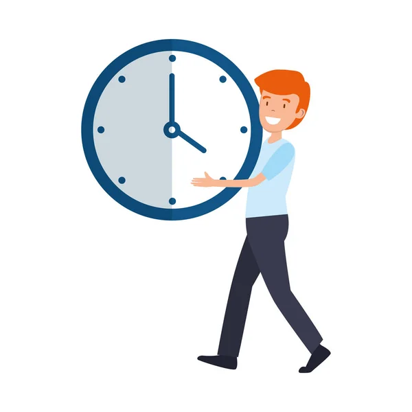 Homem Com Design Ilustração Vetor Relógio Tempo — Vetor de Stock