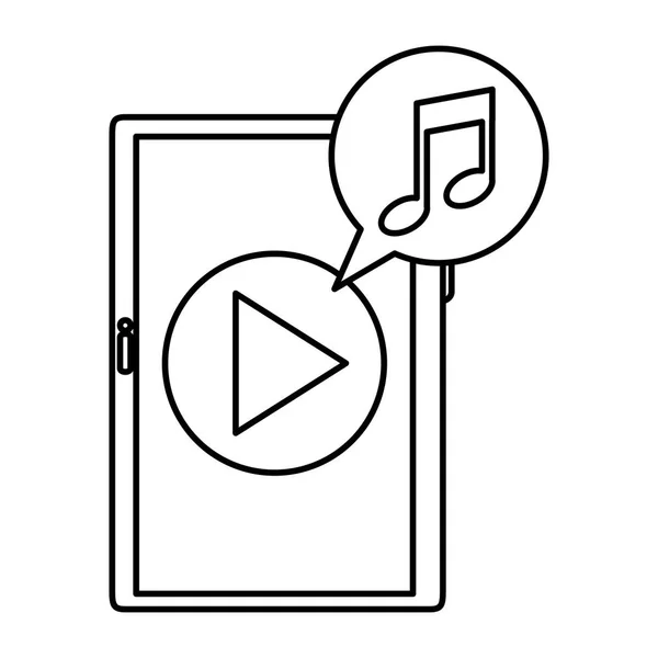 Smartphone Con Reproductor Multimedia Diseño Ilustración Vectores Notas Musicales — Vector de stock