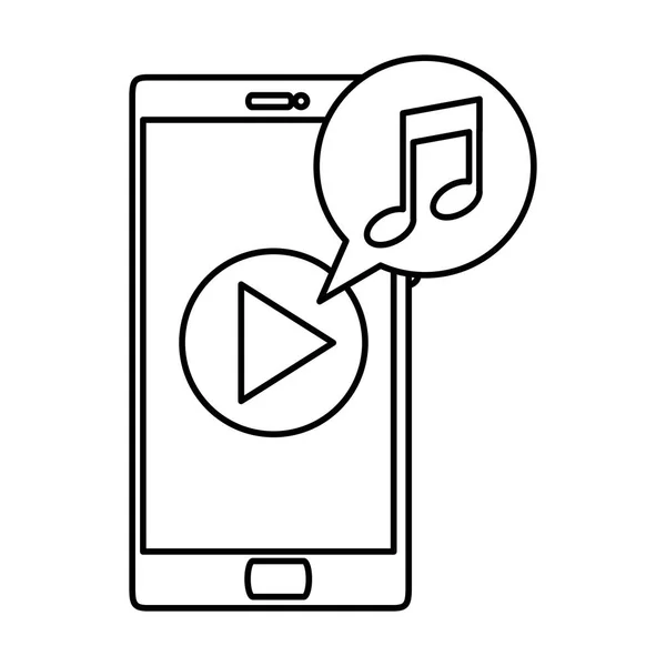 Smartphone Avec Lecteur Multimédia Illustration Vectorielle Notes Musique — Image vectorielle