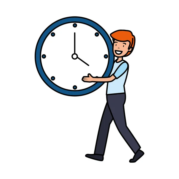 Hombre Con Reloj Tiempo Vector Ilustración Diseño — Vector de stock