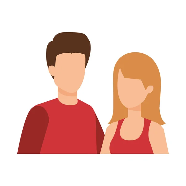 Pareja Avatar Caracteres Iconos Vector Ilustración Diseño — Vector de stock