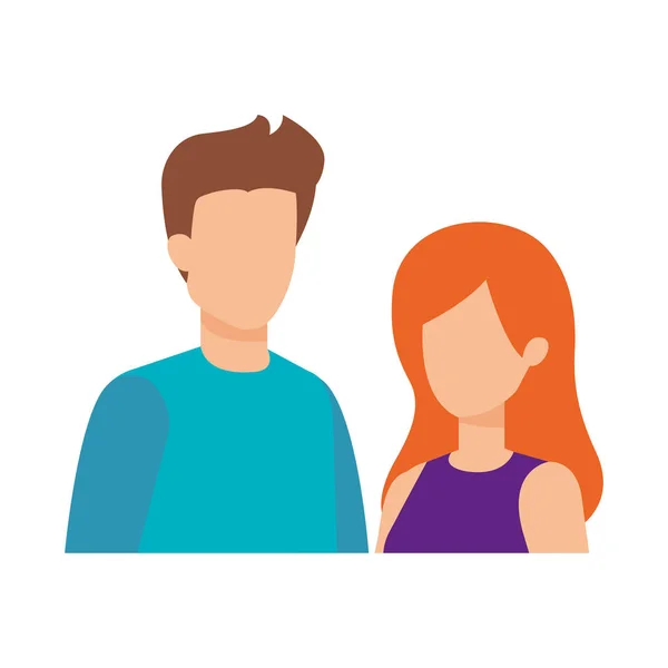 Casal Avatar Personagens Ícones Design Ilustração Vetorial — Vetor de Stock