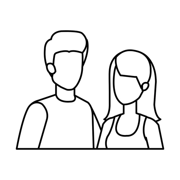 Couple Avatar Personnages Icônes Vectoriel Illustration Conception — Image vectorielle