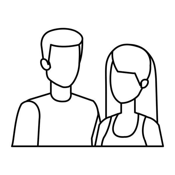 Couple Avatar Personnages Icônes Vectoriel Illustration Conception — Image vectorielle