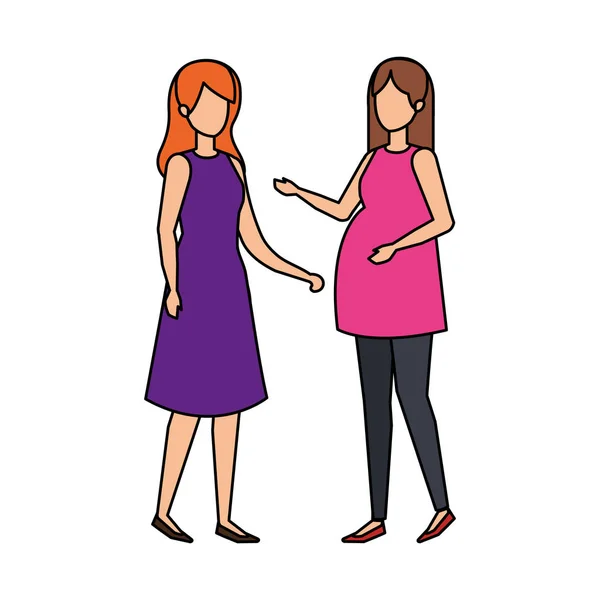 Vrouw Zwangerschap Met Meisje Vector Illustratie Ontwerp — Stockvector