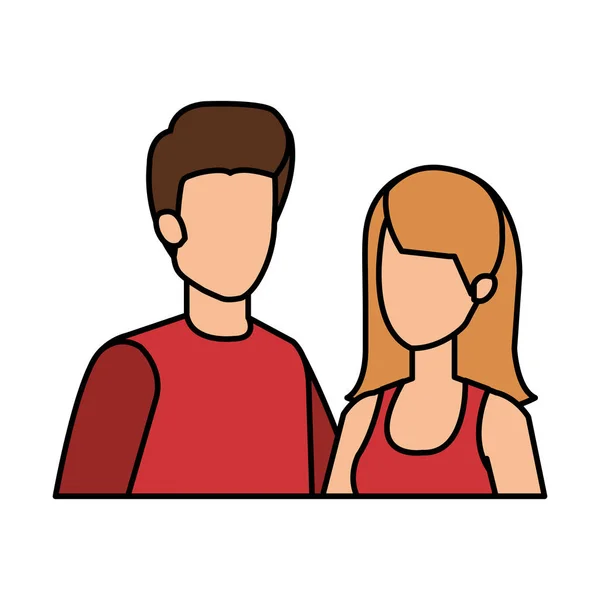 Casal Avatar Personagens Ícones Design Ilustração Vetorial — Vetor de Stock