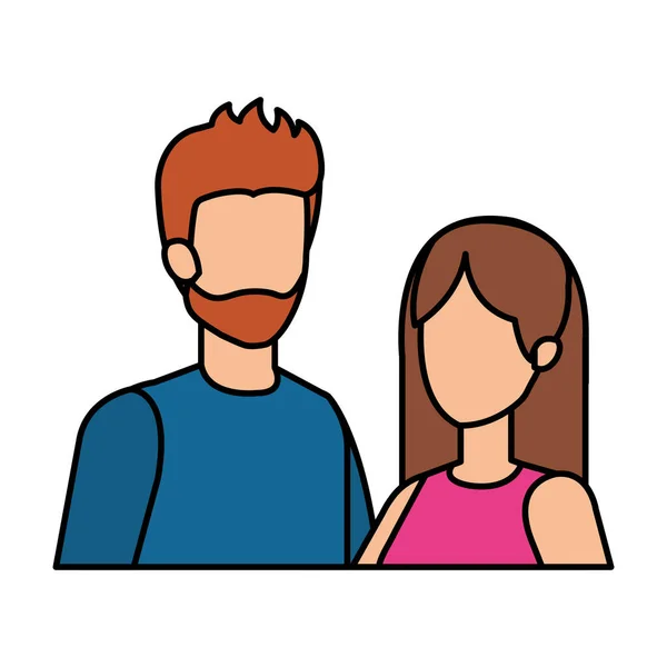 Couple Avatar Personnages Icônes Vectoriel Illustration Conception — Image vectorielle