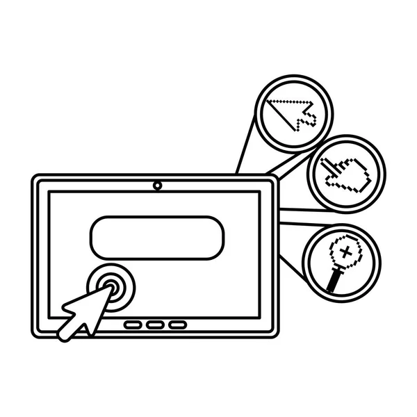 Tableta Con Iconos Conjunto Digital Diseño Ilustración Vectorial — Vector de stock