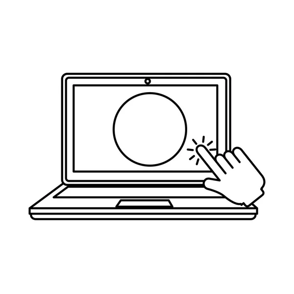 Portátil Con Mano Cursor Vector Ilustración Diseño — Vector de stock