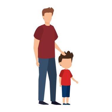 Baba oğul karakterleri vektör çizim tasarım ile