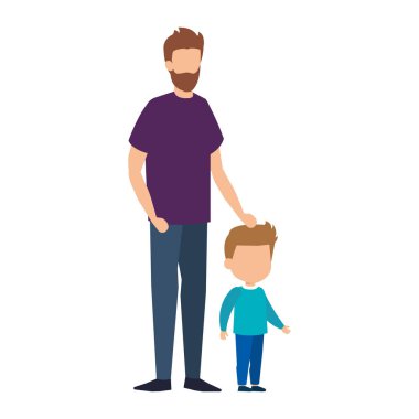 Baba oğul karakterleri vektör çizim tasarım ile