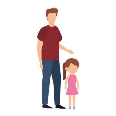 Baba ile kızı karakter vektör çizim tasarım