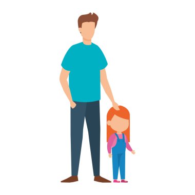 Baba ile kızı karakter vektör çizim tasarım