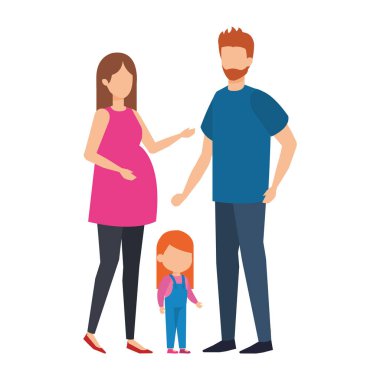 Ebeveynlerin çift kızı karakterlerle illüstrasyon tasarım vektör