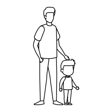 Baba oğul karakterleri vektör çizim tasarım ile