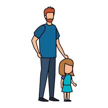 Baba ile kızı karakter vektör çizim tasarım
