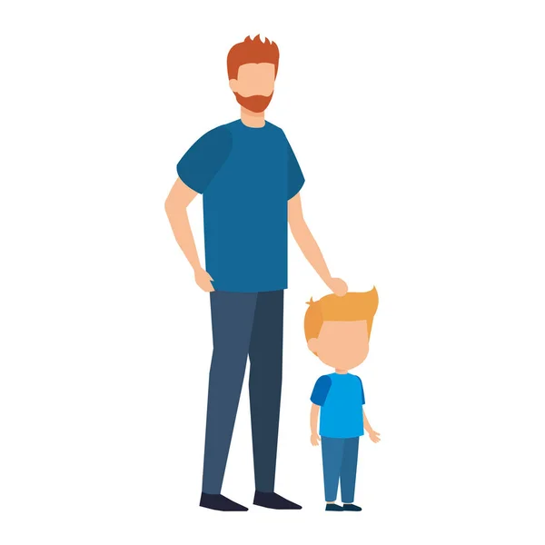 Pai Com Filho Personagens Desenho Ilustração Vetorial — Vetor de Stock