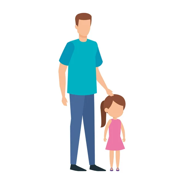 Père Avec Fille Personnages Vectoriels Illustration Design — Image vectorielle