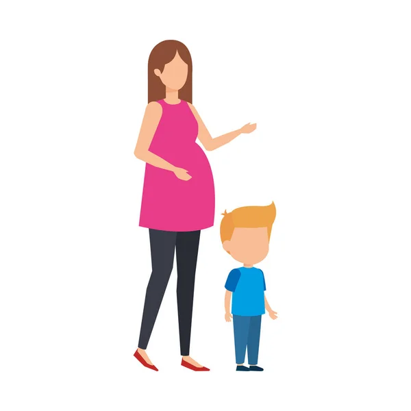 Embarazo Mujer Con Diseño Ilustración Vectorial Hijo — Vector de stock