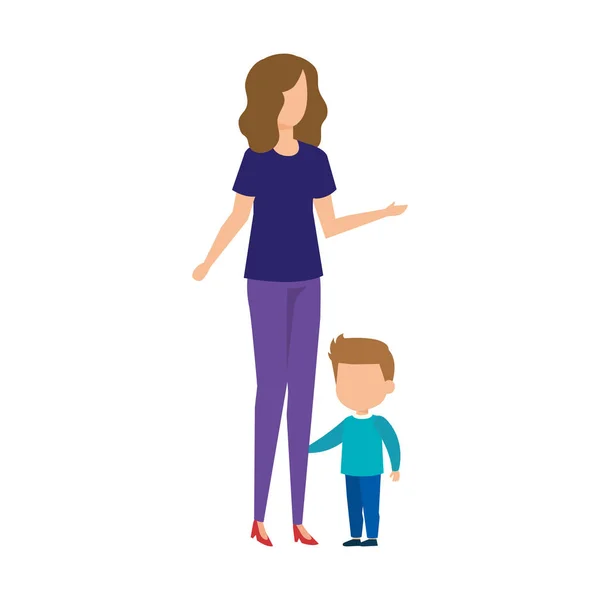 Madre Con Hijo Caracteres Vector Ilustración Diseño — Vector de stock