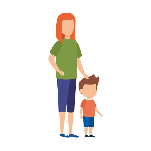 母亲与儿子字符矢量插画设计 — 图库矢量图片