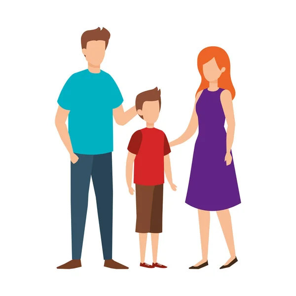 Parents Couple Son Characters Vector Illustration Design — Stock Vector