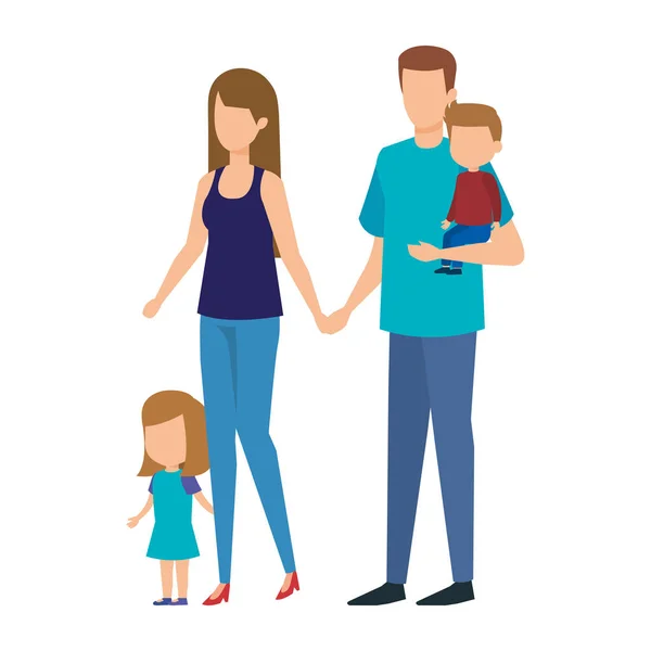 父母夫妇与女儿和儿子向量例证设计 — 图库矢量图片