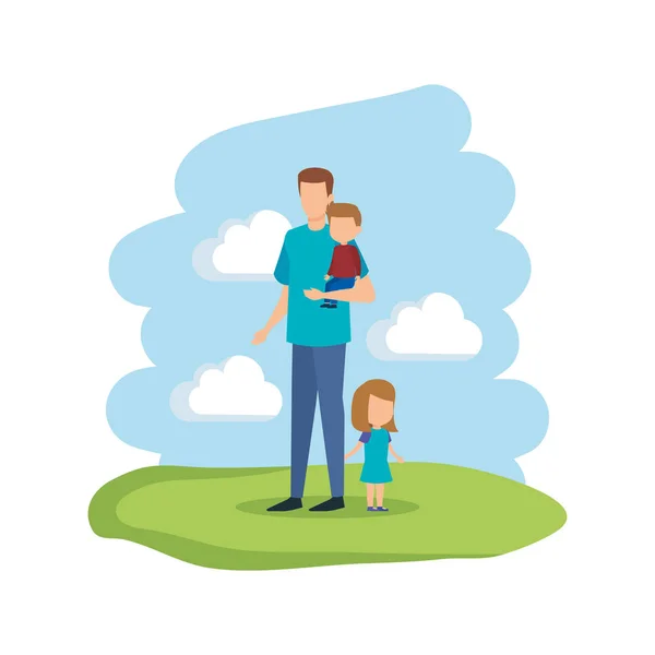 Padre Con Hija Hijo Vector Ilustración Diseño — Archivo Imágenes Vectoriales