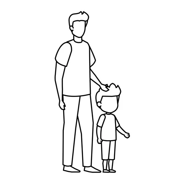Père Avec Fils Personnages Vectoriel Illustration Design — Image vectorielle
