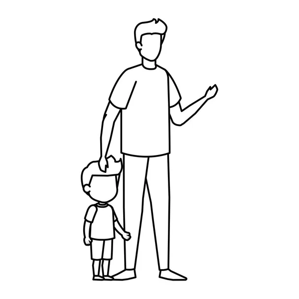 Père Avec Fils Personnages Vectoriel Illustration Design — Image vectorielle