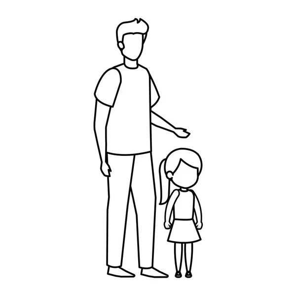Apa Lánya Karakterek Vektoros Illusztráció Tervezés — Stock Vector