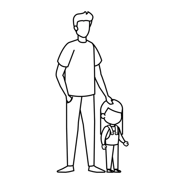 Padre Con Figlia Personaggi Vettoriale Illustrazione Design — Vettoriale Stock