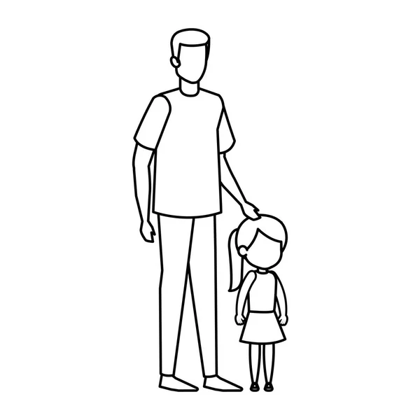 Vater Mit Tochter Zeichen Vektor Illustration Design — Stockvektor