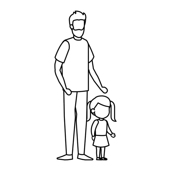 Padre Con Figlia Personaggi Vettoriale Illustrazione Design — Vettoriale Stock