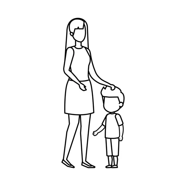 Mãe Com Filho Personagens Desenho Ilustração Vetorial —  Vetores de Stock