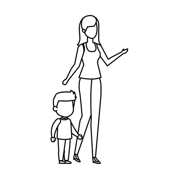 Mère Avec Fils Personnages Vectoriel Illustration Design — Image vectorielle