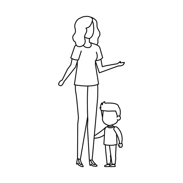 Madre Con Figlio Personaggi Vettoriale Illustrazione Design — Vettoriale Stock