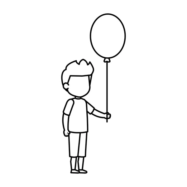 Χαριτωμένο Μικρό Αγόρι Μπαλόνια Ηλίου Διανυσματικά Εικονογράφηση Σχεδιασμός — Διανυσματικό Αρχείο