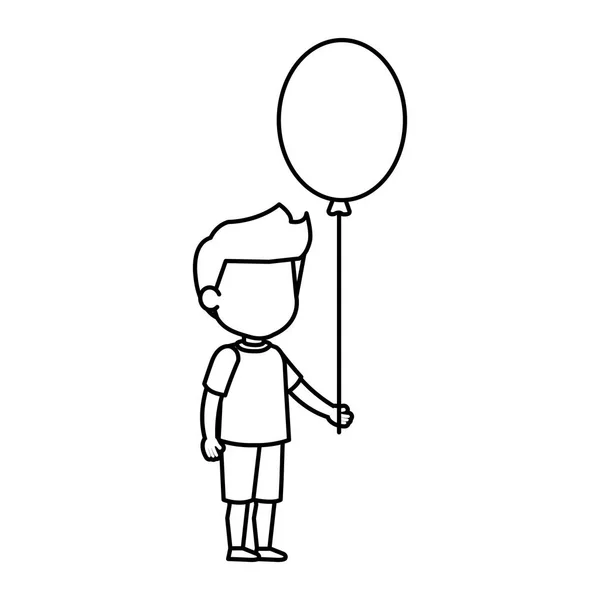 風船ヘリウム ベクトル イラスト デザインのかわいい男の子 — ストックベクタ