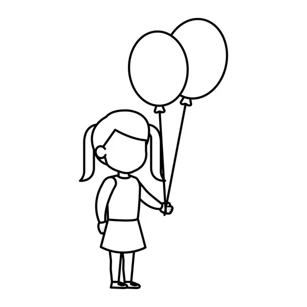 Śliczną Dziewczynkę Balonów Helem Wektor Ilustracja Projektu — Wektor stockowy