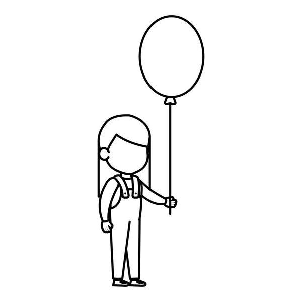 Όμορφο Κοριτσάκι Μπαλόνια Ηλίου Διανυσματικά Εικονογράφηση Σχεδιασμός — Διανυσματικό Αρχείο