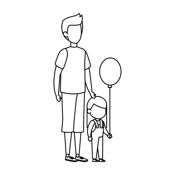 父娘と風船のヘリウム ベクトル イラスト デザイン — ストックベクタ